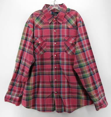 Ralph Lauren Polo Shirt Men XXL Pink Indian Madras Plaid Western