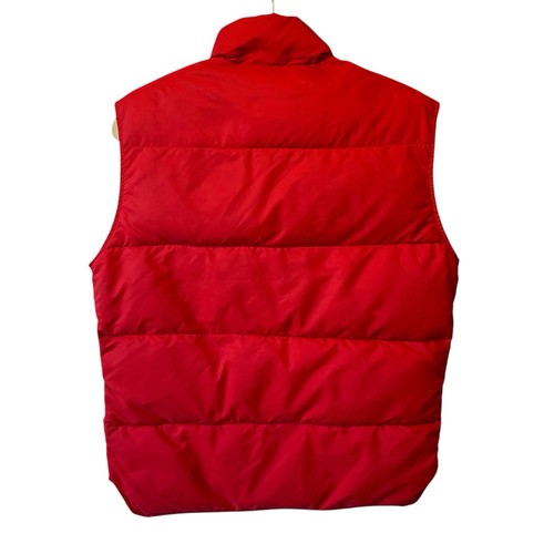 LL Bean Vintage 70s Goose Down Puffer vest Red Medium Mens Snap buttons - Picture 2 of 5