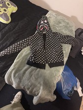 A Bathing Ape Bape Polka Dot Black White Shark WGM Full Zip Hoodie Sweater SZ M