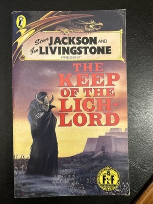 THE KEEP OF THE LICH LORD - Fighting Fantasy #43 Puffin 1/4 Black Dragon VG+