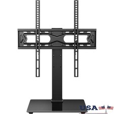 Universal TV Stand Swivel Adjustable Tempered Glass Base Fits 27-65 inch TVs New