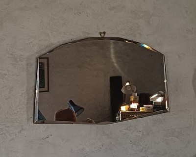 Vintage Art Deco Stil Rahmenloser Wandspiegel mit abgeschrägter Kante + Kette 