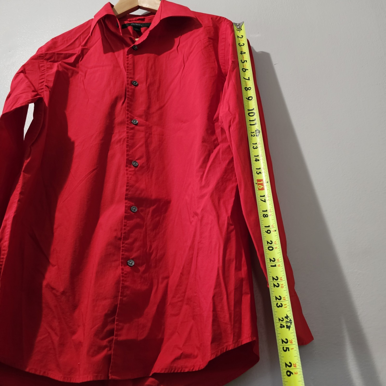 Express Stretch Solid Button Shirt Red Dress Shir… - image 8