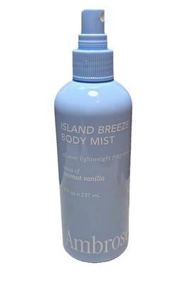 Ambrose Island Breeze All Over Lightweight Body Mist Coconut Vanilla 8 Oz