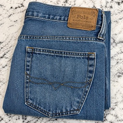 Polo Ralph Lauren Men s 33x32 Classic Straight Leg Blue Jeans Light Wash Denim