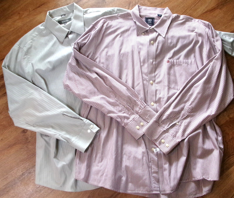 Lot- Pin Stripe IZOD & KENNETH COLE  Long Sleeve Button Front Shirt-Xl/17 1/2