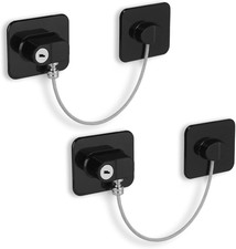 2 Pack Fridge Lock w Key No Drill Cabinet Drawer Window Safety Lock Black