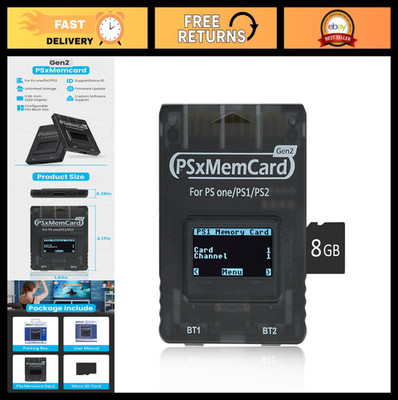 8GB Memory Card for PS2/PS1/PS One Console, Firmware Upgrade, Unlimited Storage,