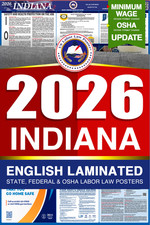 PÓSTER DE DERECHO LABORAL 2026 Indiana (federal y estatal) laminado en inglés
