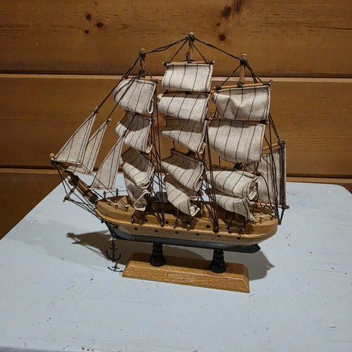 Wooden Ship Model Sailboat Nautical 3 Mast Mayflower 10" 