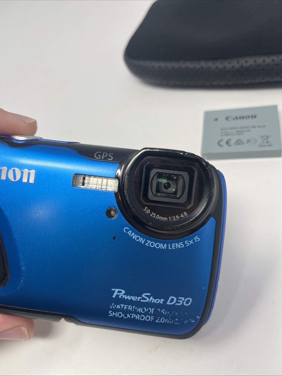 【動作品】　Canon Power Shot D30 デジタルカメラ ブルー Canon PowerShot D30 12.1MP Digital Camera - Blue for sale online
