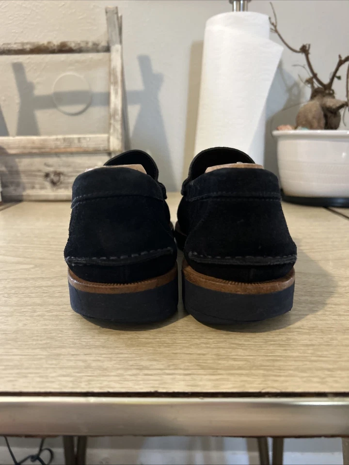 Men's Ermenegildo Zegna Black Suede Penny Loafers Size 6.5 EEE UK,  7.5 E USA - Image 4 of 4