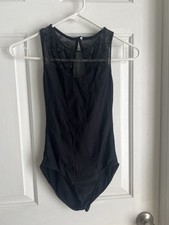 Wear Moi Leotard Black Floral Mesh Women  s Size Extra Small