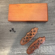 Custom Wood Knife Handle Scales w/ Mounting Screws - Ergonomic Vented Design