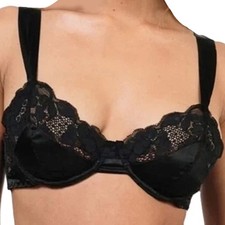 Free People We Are HAH After Hours Bra Black Lace Satin Push-up 30-38B 80025