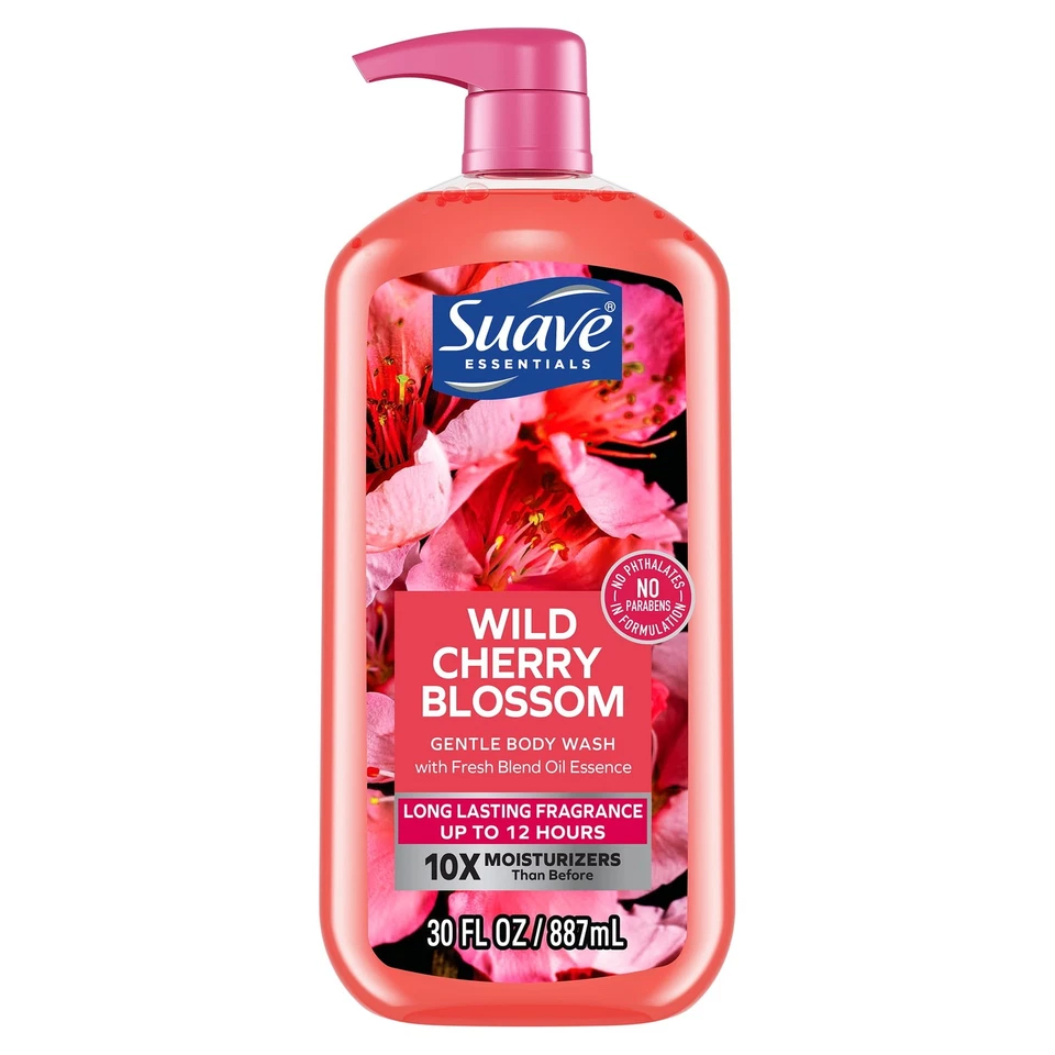 Suave Essentials Gentle Liquid Body Wash, Wild Cherry Blossom, 30 fl oz - Image 2 of 4