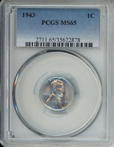 1943 Steel Lincoln Cent PCGS MS65 WWII Zinc-Coated Steel 35622878