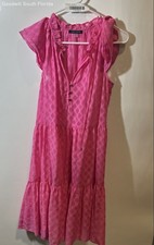 Tommy Hilfiger Womens Pink Geometric Ruffle Neck Tiered A-Line Dress Size 2