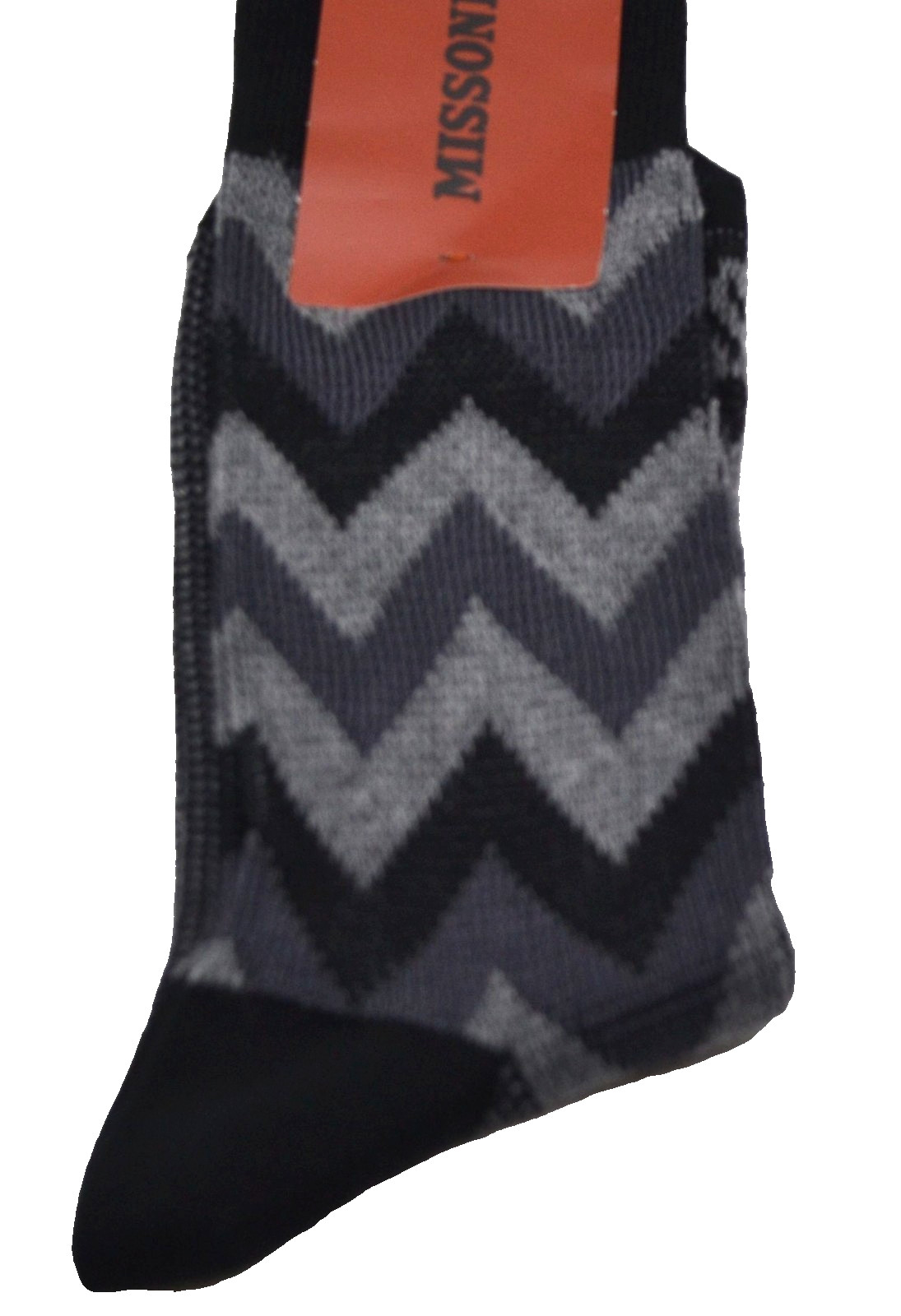 Missoni Mens Calza Corta Italy Cotton Socks Black Gray Zigzag Design Size SM 9690₽