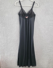 Vintage Aristocraft By Superior Nylon Lace Nightgown Small Black Sheer Top