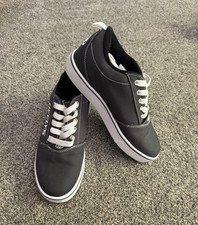 Heelys Unisex Kids Gray Canvas Low Top Lace-Up Wheel Sneakers US 6