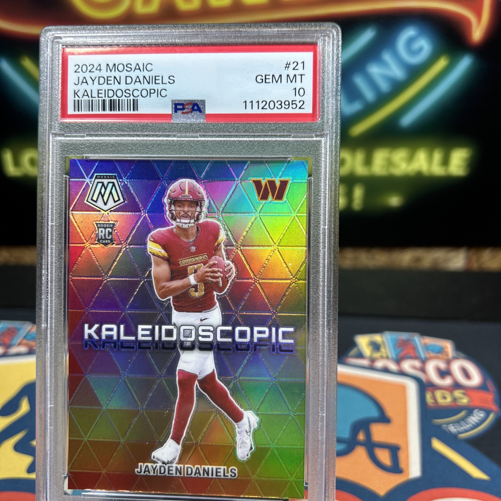 Panini 2024 Mosaic Jayden Daniels Kaleidoscopic Rookie #21 PSA 10 view 3