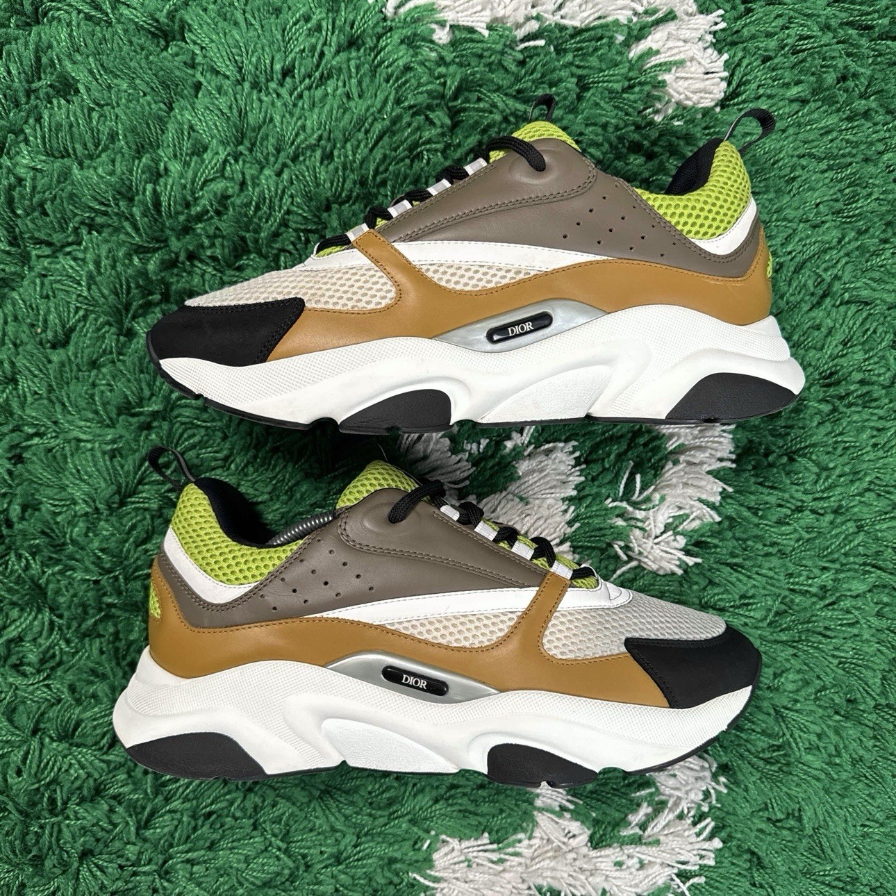 Dior B22 Sneakers Size 12 Ebony Camel Yellow Brown Super Clean 45