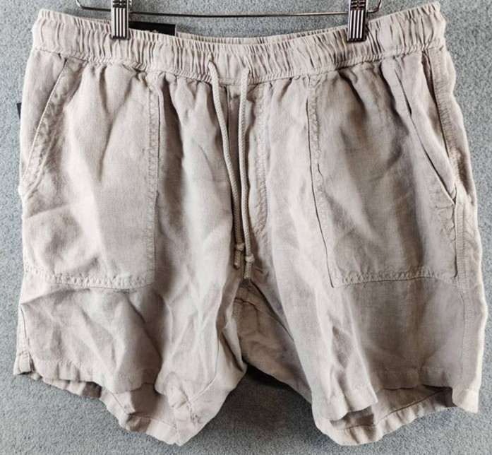 The Mens Store at Bloomingdales Linen Solid 7 Shorts 40 Sand Drawstring Waist 7890₽