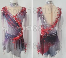 New Ice Figure Skating Dress Figure Skating Dress For Competition gray dyeing
