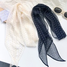 Polka Dot Chiffon Scarf Thin Lightweight Neck Scarf Hair Band Bag Tie for Women