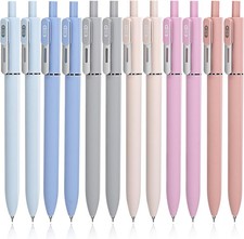 12PCS Retractable Gel Pens 0.5mm Black Ink Smooth Quick Dry Writing