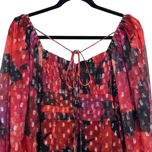 Karen Millen Floral Metallic Beaded Cuff Woven Mini Dress US 8 - Bild 12 von 12