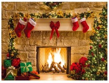 DHXXSC 7X5FT Christmas Photography Backdrop Fireplace Decoration Studio Backd...