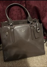 Authentic Coach Brown Leather Satchel Silver Hardware Zip Snap Closure Women