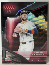 2026 Topps Chrome Black Carlos Correa Red 1/5 ~ 1ST PRINT & JERSEY MATCH Astros