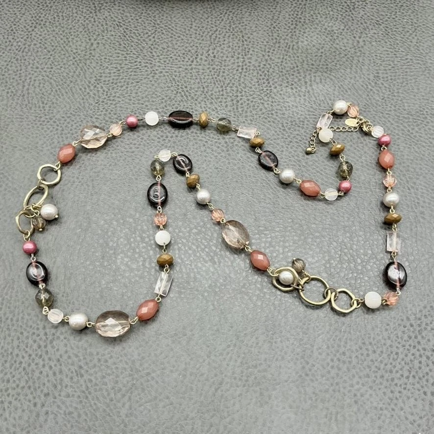 Collar Lia Sophia Mujer Cuentas Largas Multicolor Tono Dorado Anillos Declaración Foto 2 de 4