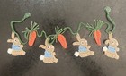 🐰🥕NEW CUTE Blue  Bunny Rabbits Crochet window Gift Carrot Christmas bunting