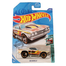 2020 Hot Wheels #15 Tooned 4/10 '69 CHEVELLE Chrome Variation w/Black 5 Spokes