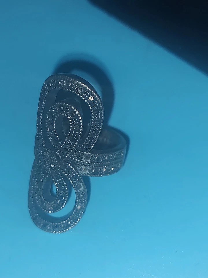 Lucky Brand Brass Marcasite Figure Eight North South Infinity Ring Size 6.5 - Image 4 of 4