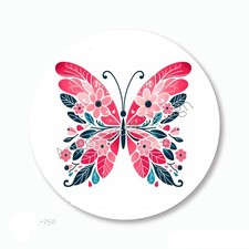 HOT PINK and TEAL BUTTERFLY SCRAPBOOK STICKERS ENVELOPE SEALS FAVORS LABELS