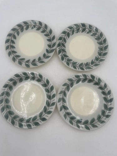 Red Wing Pottery Dinnerware Provincial Ardennes Green Leaves 4 plates 1941 6"