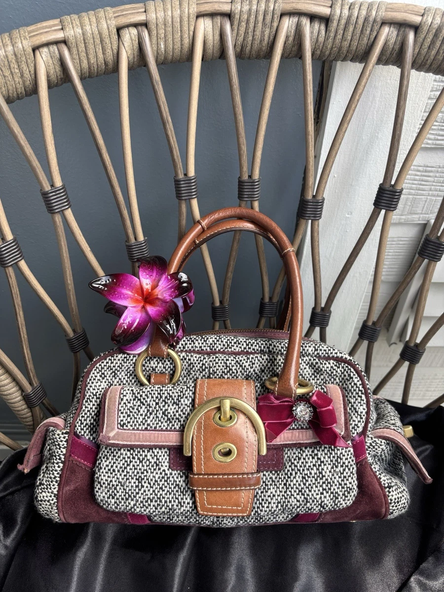 Coach Women's Suede Exterior Purple Bags & Handbags for Women for