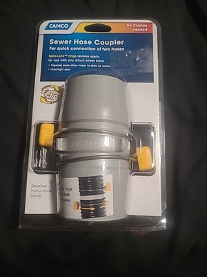 Camco Sewer Hose Coupler Easy Slip Connect Two Sewer Hoses Spin Lock Rings 39163