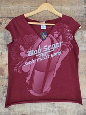 Vtg 90s Maroon Womens Bob Seger Band T Shirt Made In Usa Sz L Great Shape Cotton