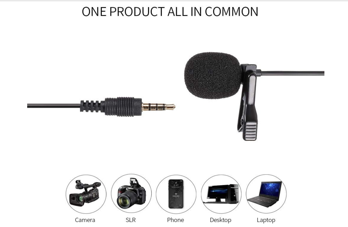 LAVALIER 3.5MM AUX JACK CLIP-ON MICROPHONE MIC FOR MOBILE PH