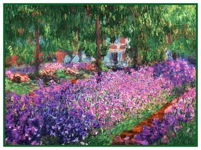 ORENCO ORIGINALS Impressionist Monet's Blooming Garden Iris Flowers Counted Cross Stitch Pattern