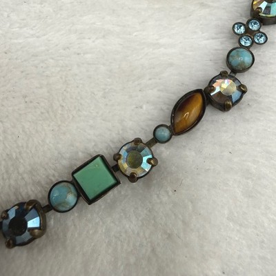 Sorrelli Necklace Multicolor Rhinestone Crystal Statement Boho Collar 16'' READ