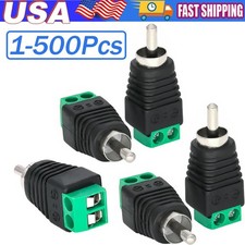 1-500Pcs of Speaker Wire Cable to Audio RCA Male Connector Adapter Jack Plug Lot