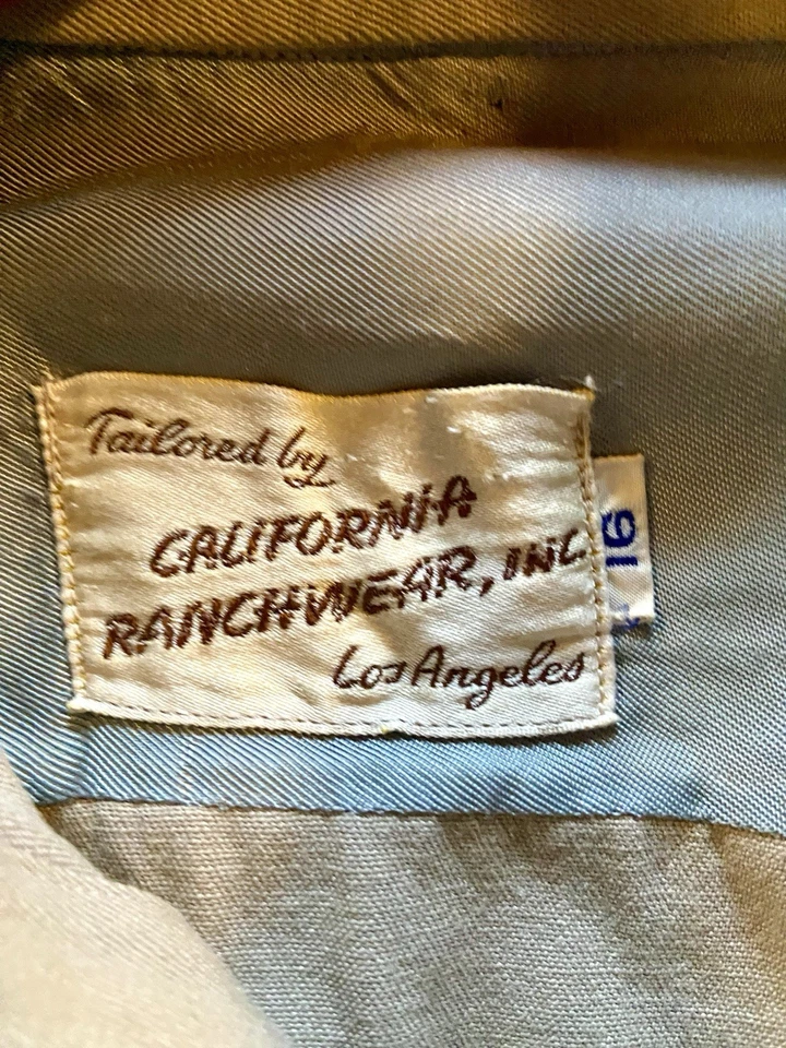 Camisa Vintage Verdadeira 1940’s California RanchWear Cowboy Western Pearl Snap Tamanho 16 - Imagem 3 de 4