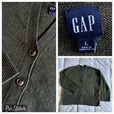 Gap 24/7 Split Hem Cardigan Olive  Deep Depth  Green Women  s L Grandpacore EUC